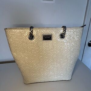 Calvin Klein Embossed Cream Tote